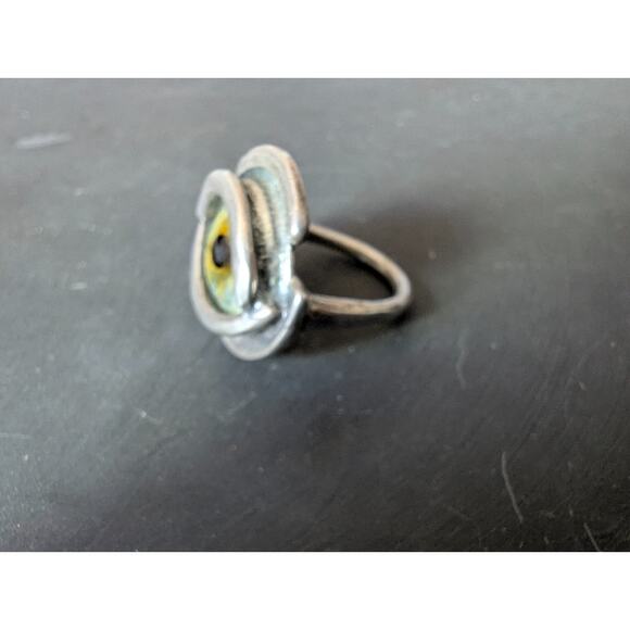 Vintage KALI Prosthetic Glass Eye Eyeball Ring Sterling Silver Hallmarked - Picture 4 of 11